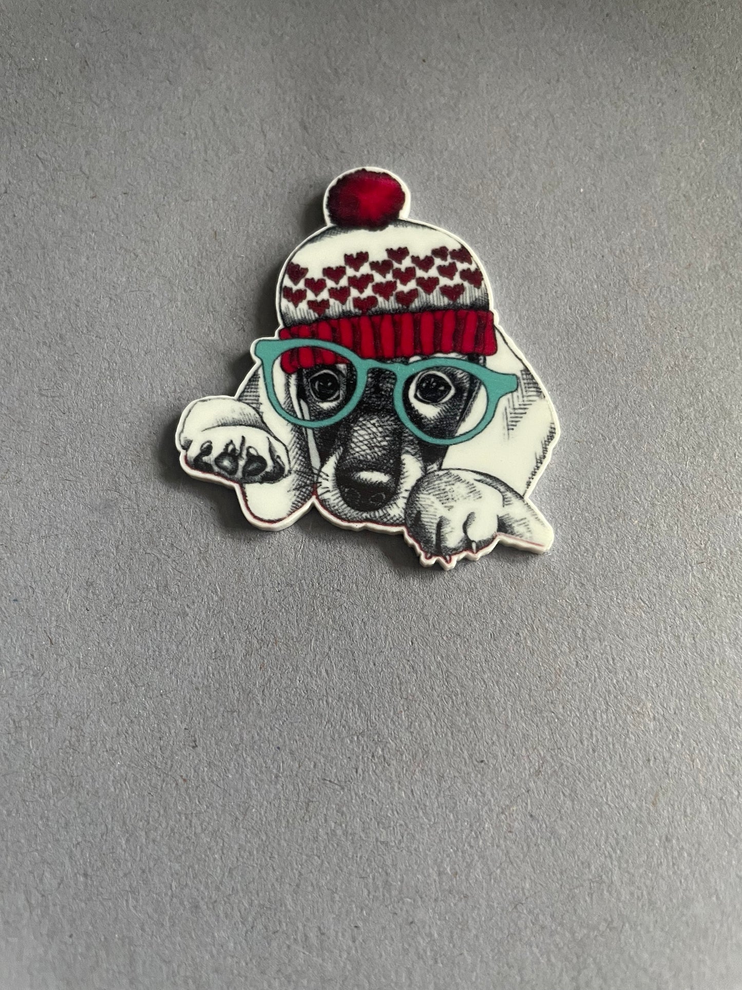 Winter Dog with Glasses needle minder
