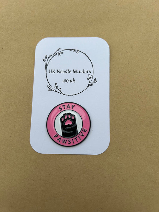 Stay Pawsitive enamel needle minder