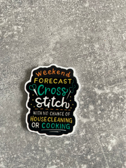 Weekend Forecast Cross Stitch needle minder